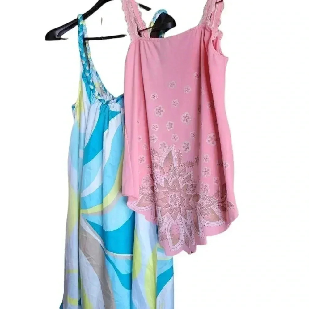 2 Light Weight Summer Spring Flowy Woman's Tops Pretty Vacation Top